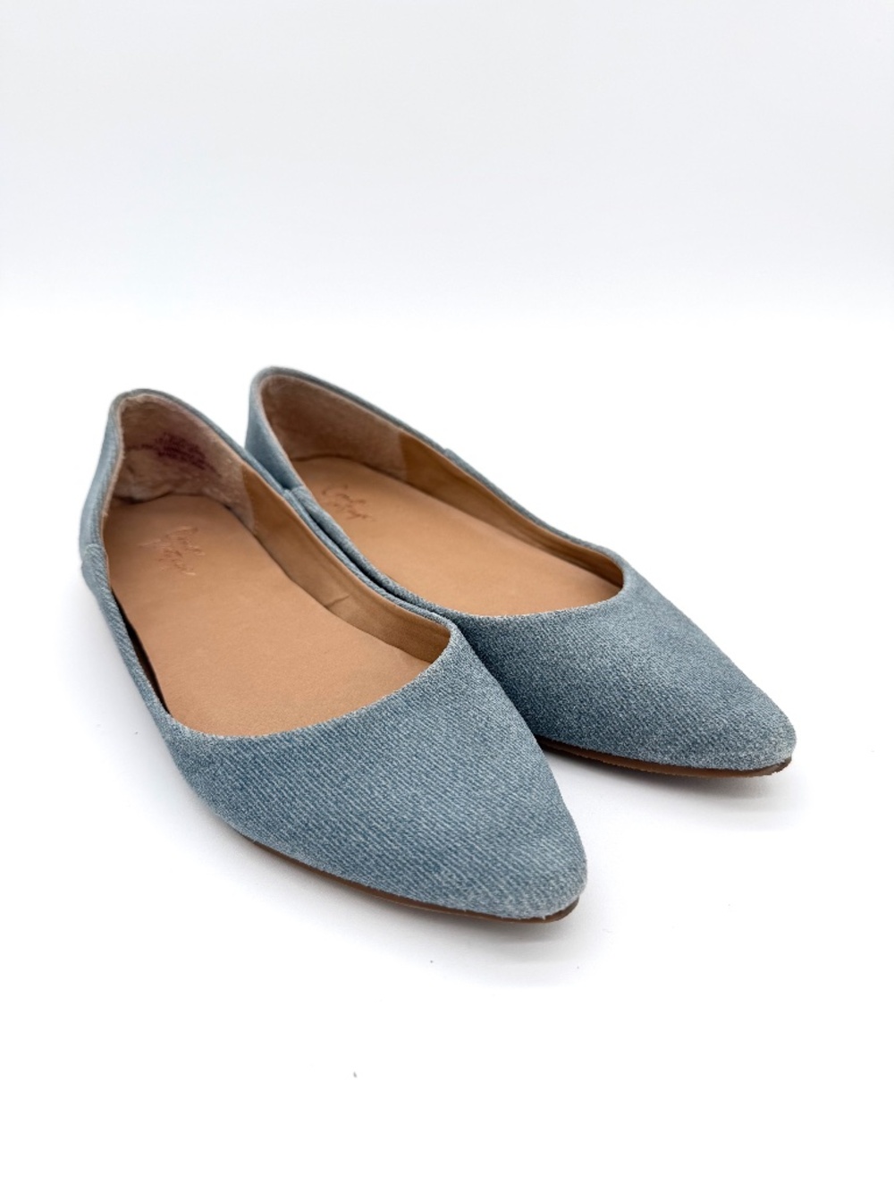 Crown Vintage Dalton Flats Womens 7.5 M Blue Leather Pointed Toe Ballet Shoes